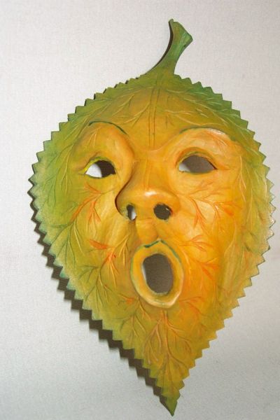 Lindenblatt grün-gelb Masken Unikat